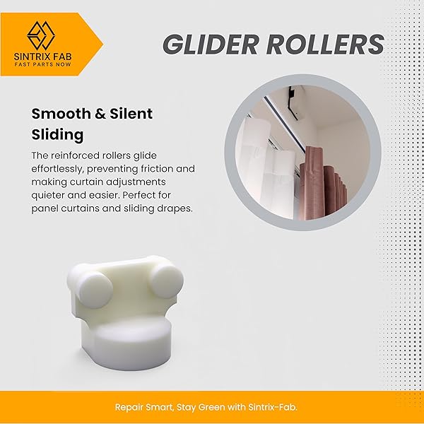 Sintrix-Fab 4x Glider Rollers – Compatible with IKEA Kvartal Curtain Tracks – Secure Fit & Smooth Sliding – Ideal for Panel Curtains & Sliding Drapes