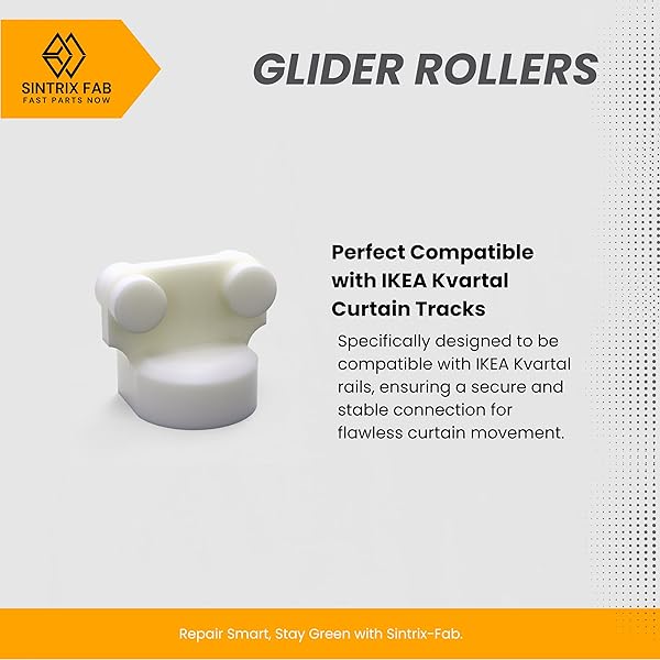 Sintrix-Fab 4x Glider Rollers – Compatible with IKEA Kvartal Curtain Tracks – Secure Fit & Smooth Sliding – Ideal for Panel Curtains & Sliding Drapes